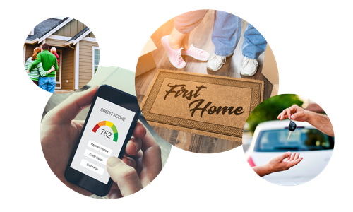 Improved Credit Score Opportunities Image Montage - Getting a Home Loan, Car Loan